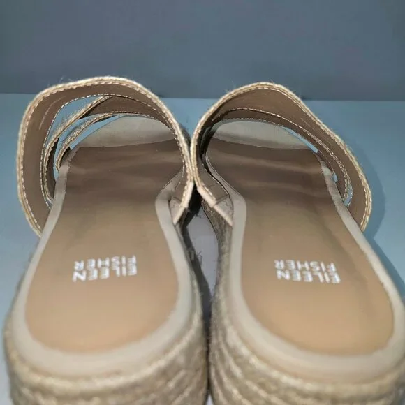 Eileen Fisher Mayla Espadrille Sandal Womens 8 Jute Platform Slide Summer - Picture 10 of 14